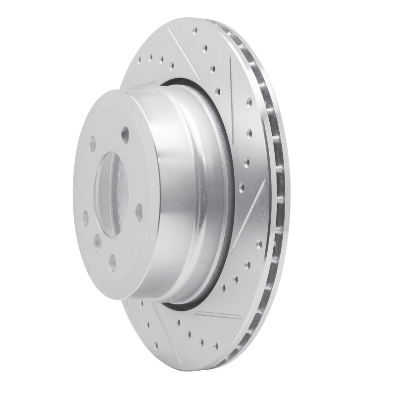 BMW 535XI Brake Rotor (1) - Rear Right - R1 Concepts - Drilled & Slotted - Silver - `06-`10